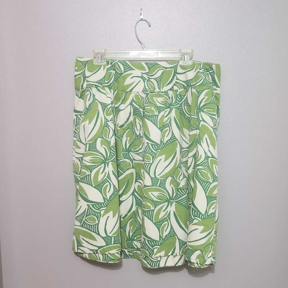 Merona Green leaf print knee length skirt sz 14